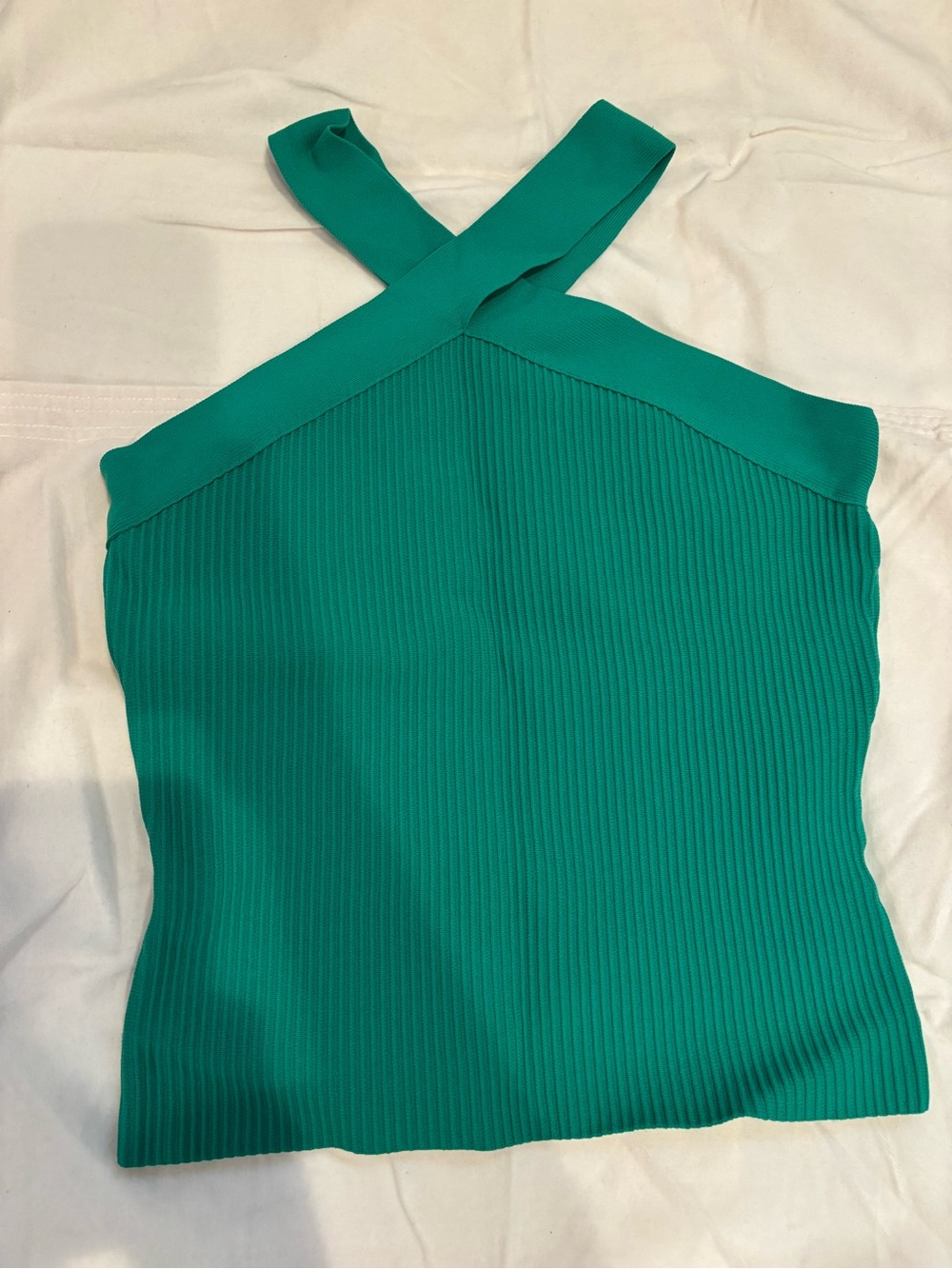 Bailey 44 Teal Green Ribbed One-Shoulder Tank